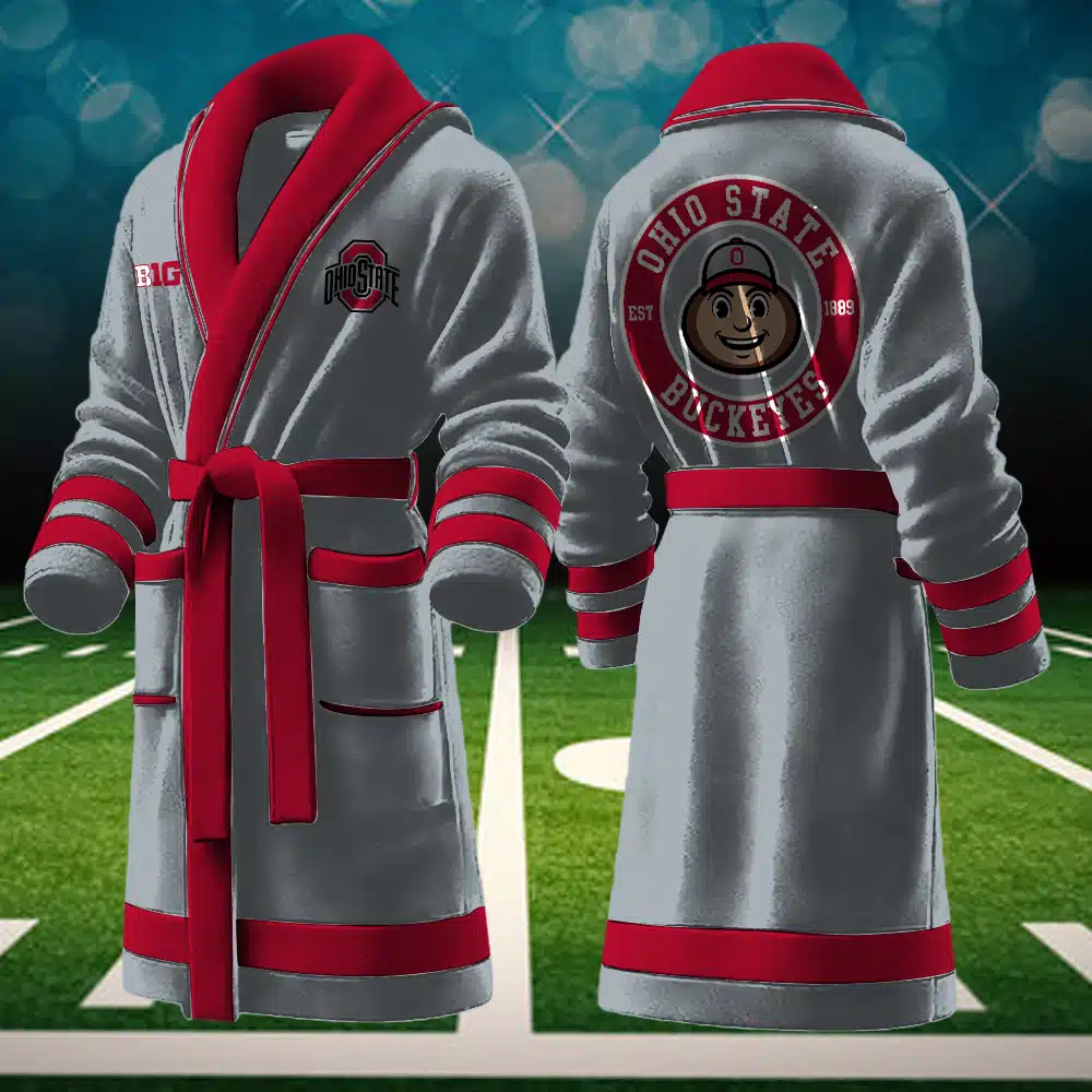 ohio state buckeyes ncaa personalized fleece bathrobe 94lg5