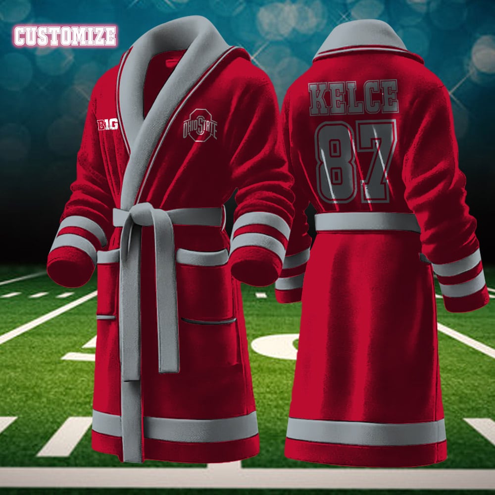 ohio state buckeyes ncaa personalized fleece bathrobe 97vwz