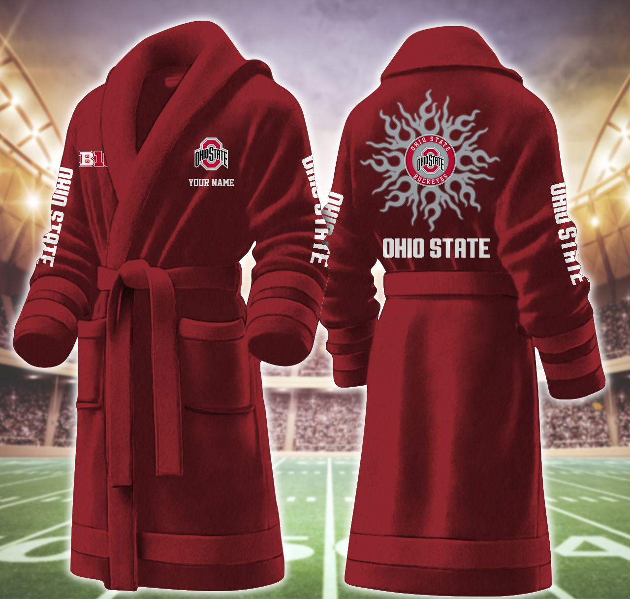ohio state buckeyes ncaa personalized fleece bathrobe cycjr