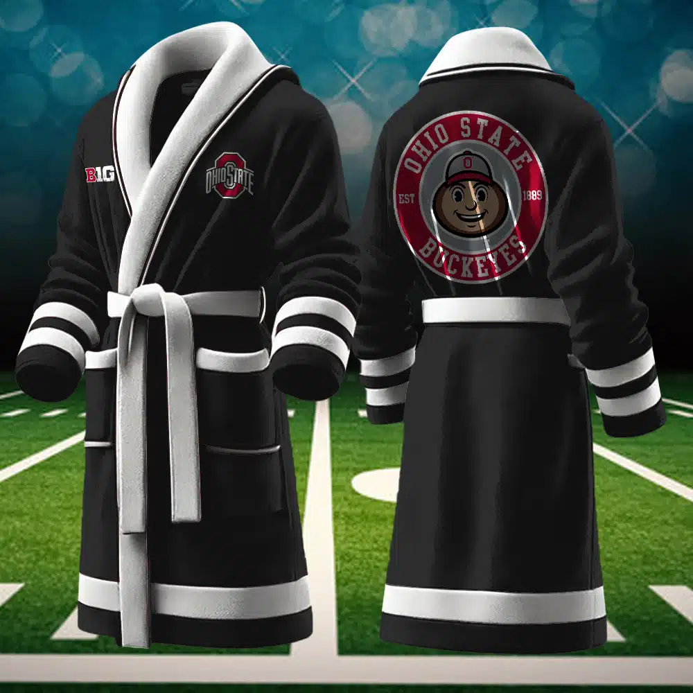 ohio state buckeyes ncaa personalized fleece bathrobe eccei