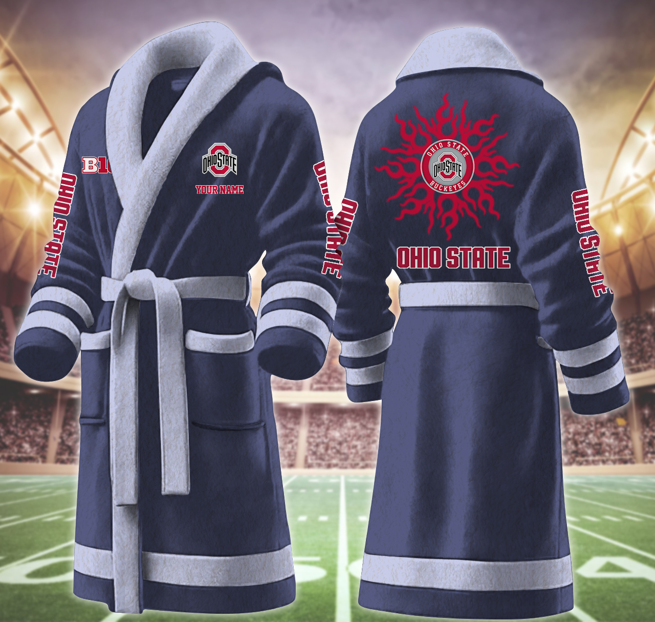 ohio state buckeyes ncaa personalized fleece bathrobe fkdxm