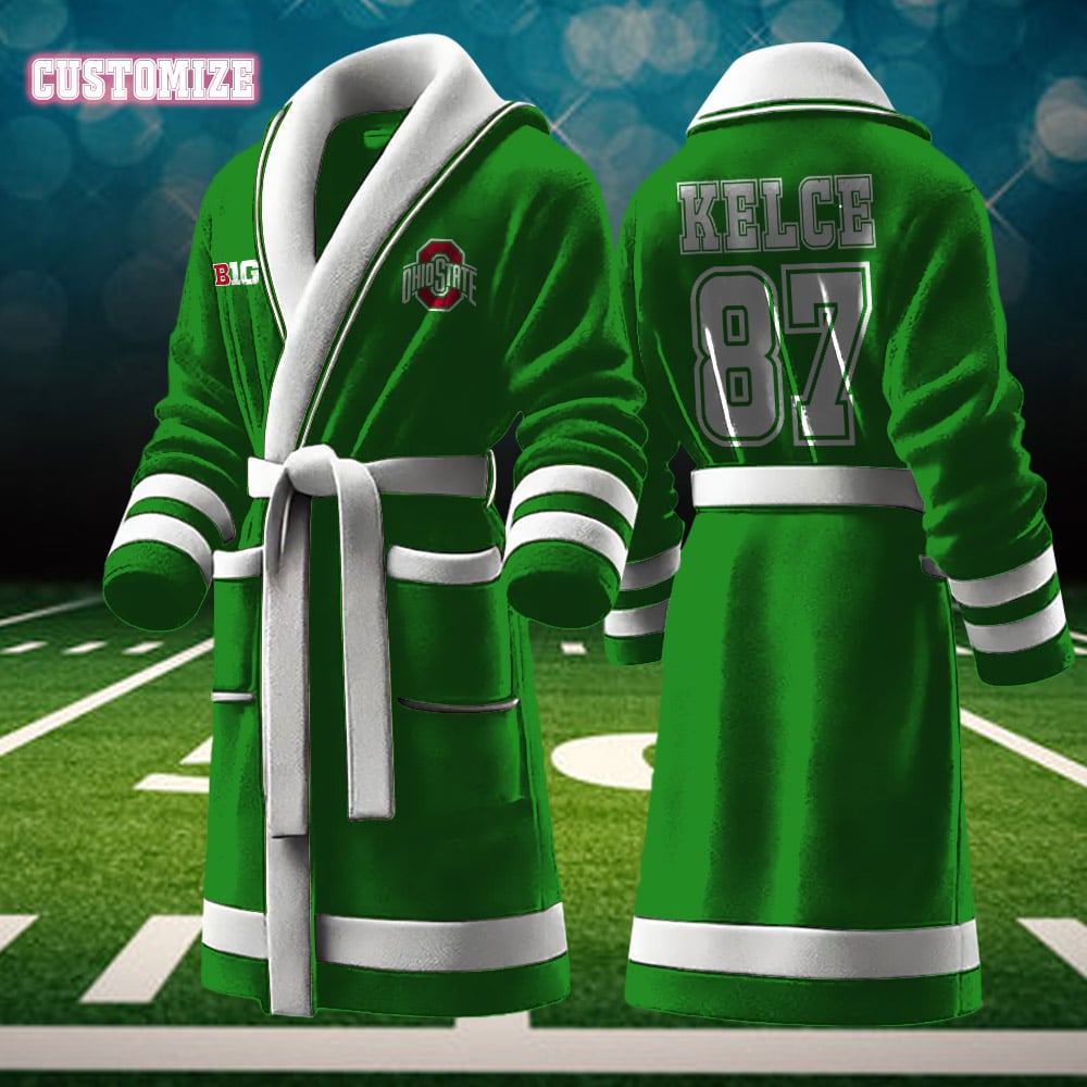 ohio state buckeyes ncaa personalized fleece bathrobe knppo