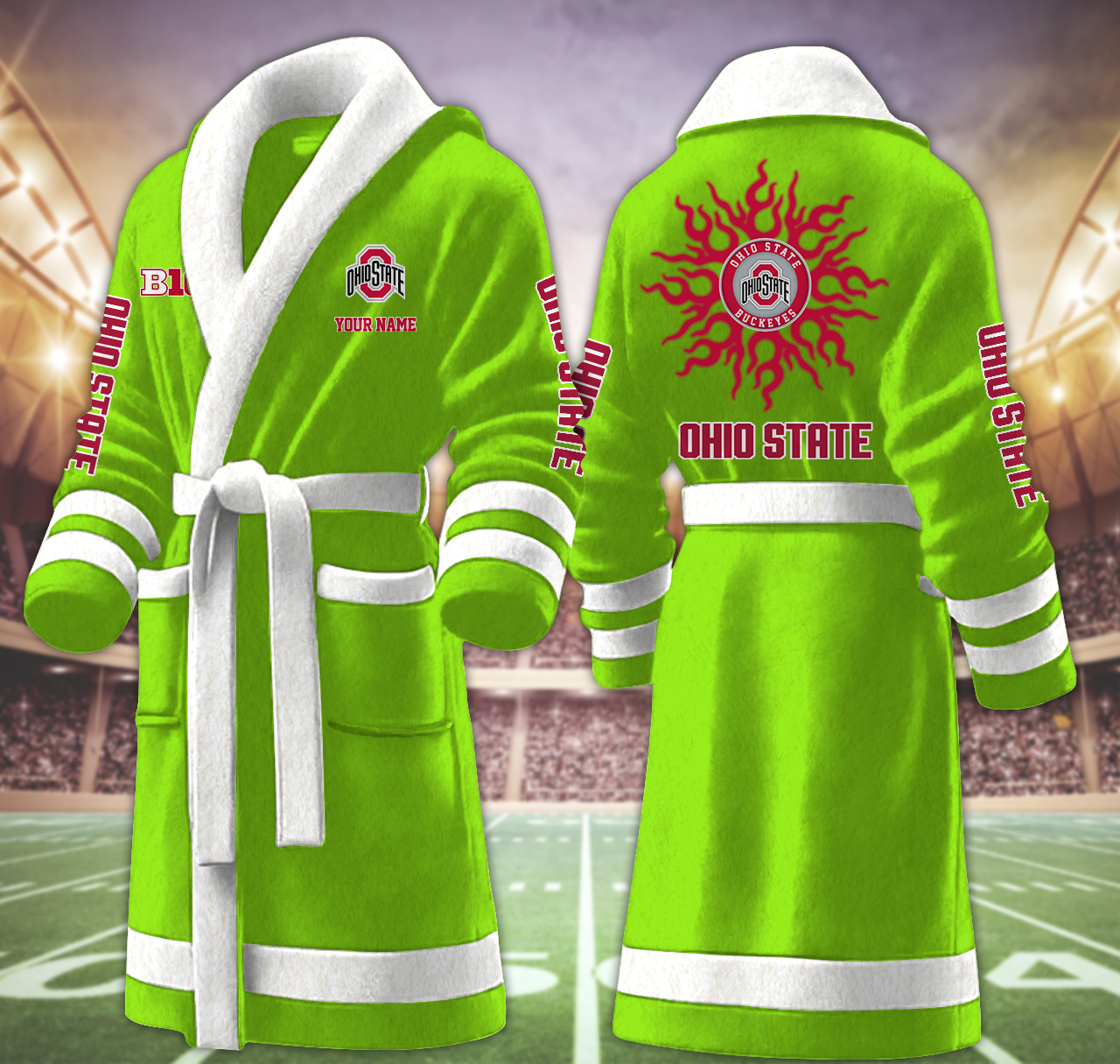 ohio state buckeyes ncaa personalized fleece bathrobe onakq
