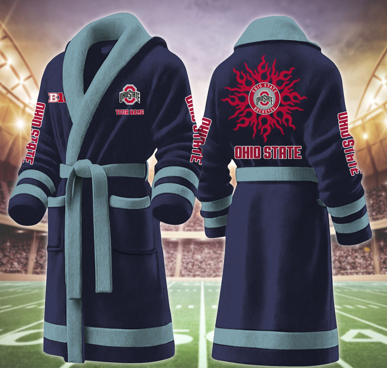 ohio state buckeyes ncaa personalized fleece bathrobe swzor