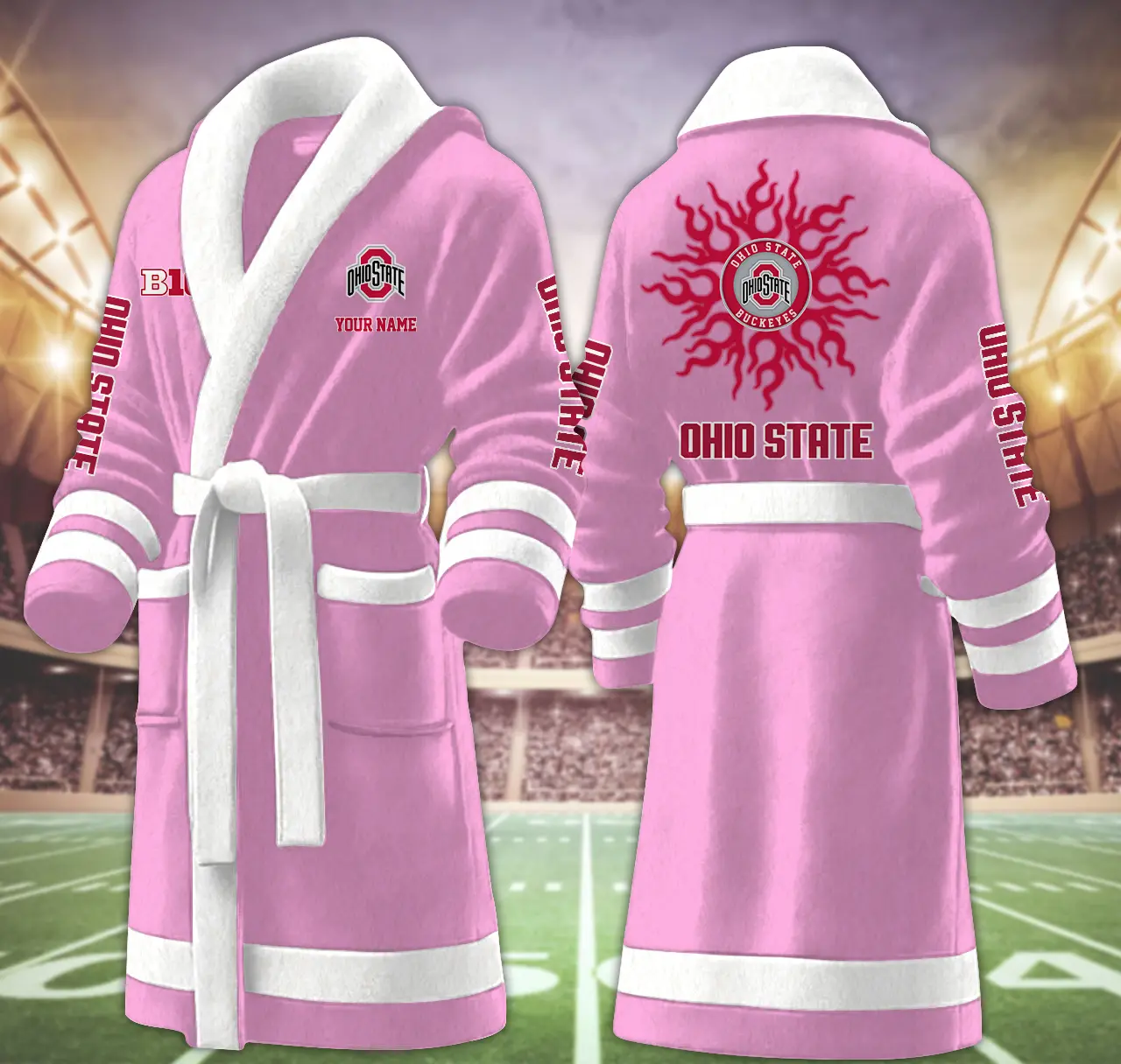 ohio state buckeyes ncaa personalized fleece bathrobe v0klo