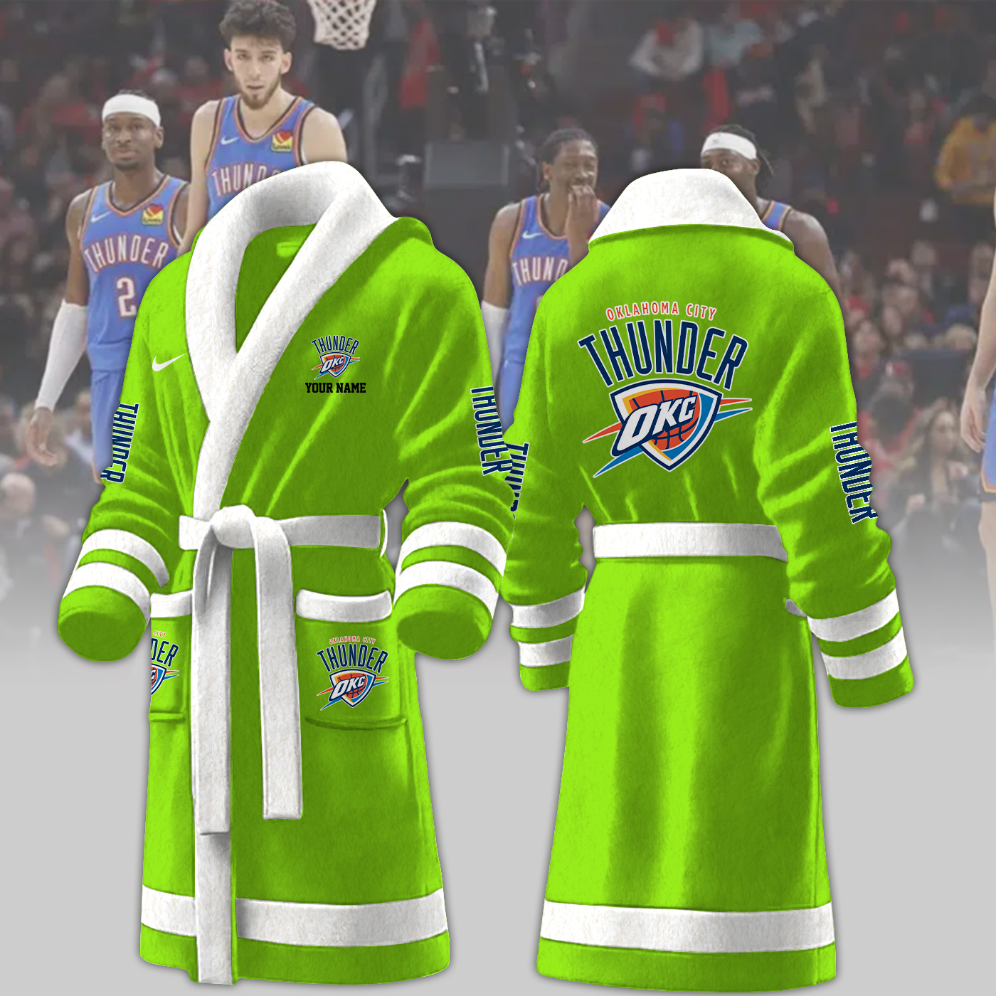 oklahoma city thunder nba personalized fleece bathrobe ajscr