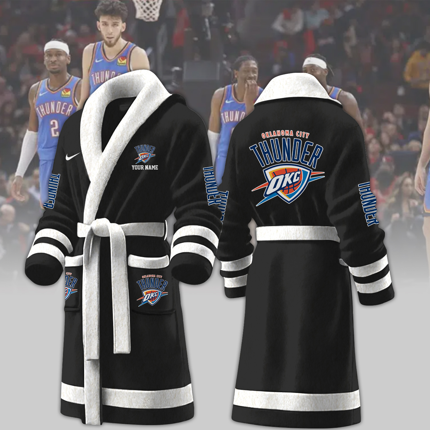 oklahoma city thunder nba personalized fleece bathrobe d1wnl