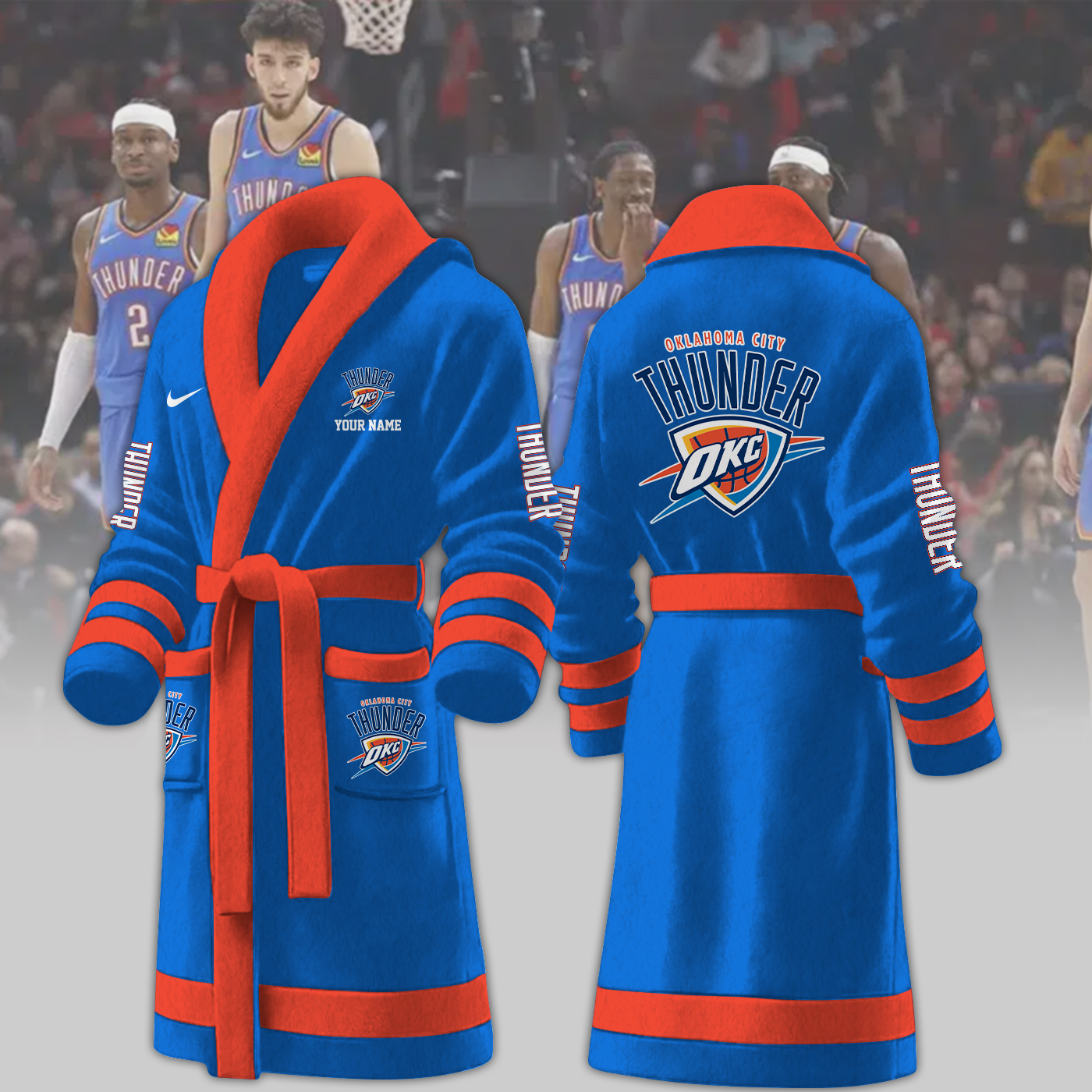 oklahoma city thunder nba personalized fleece bathrobe exmnn