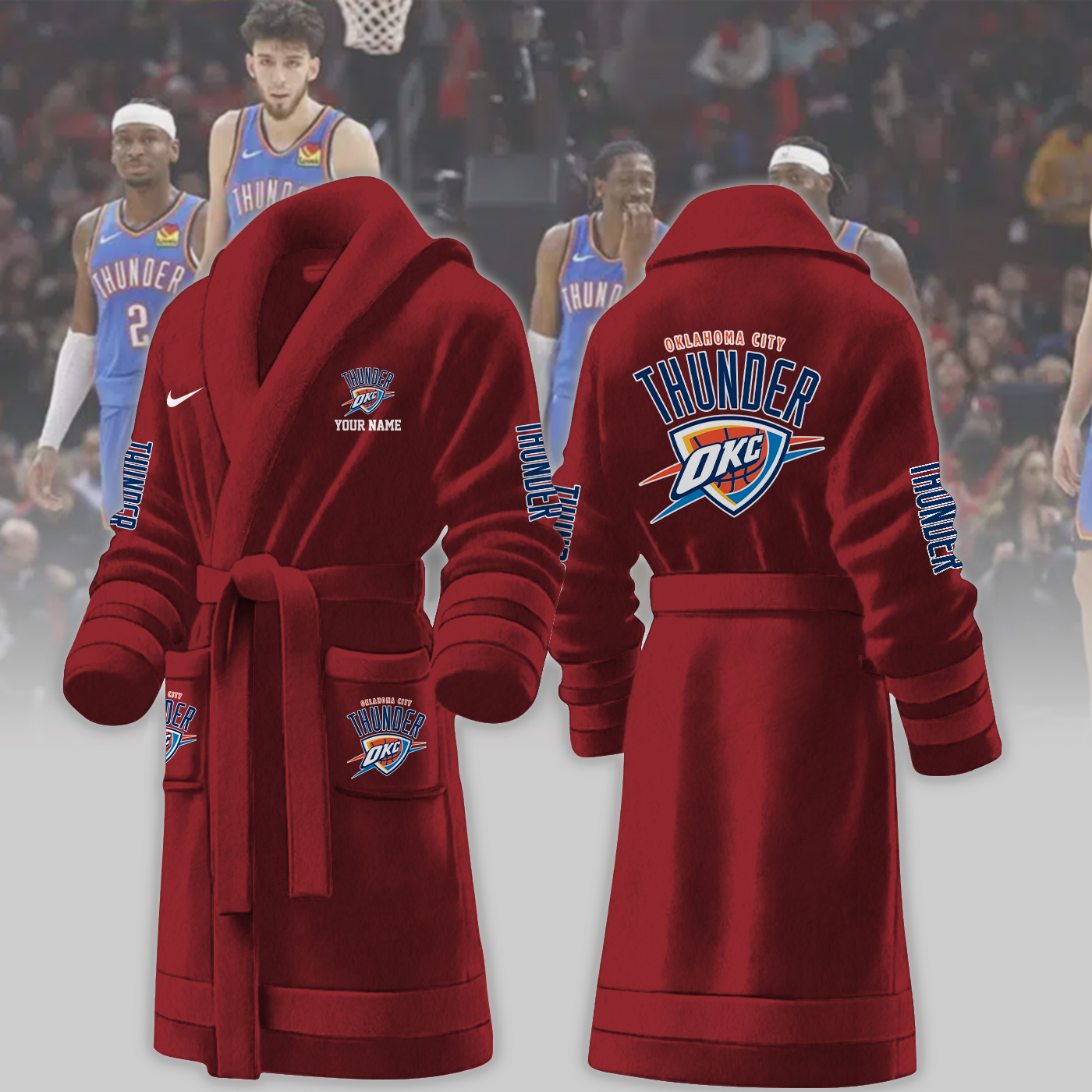oklahoma city thunder nba personalized fleece bathrobe yyl8j