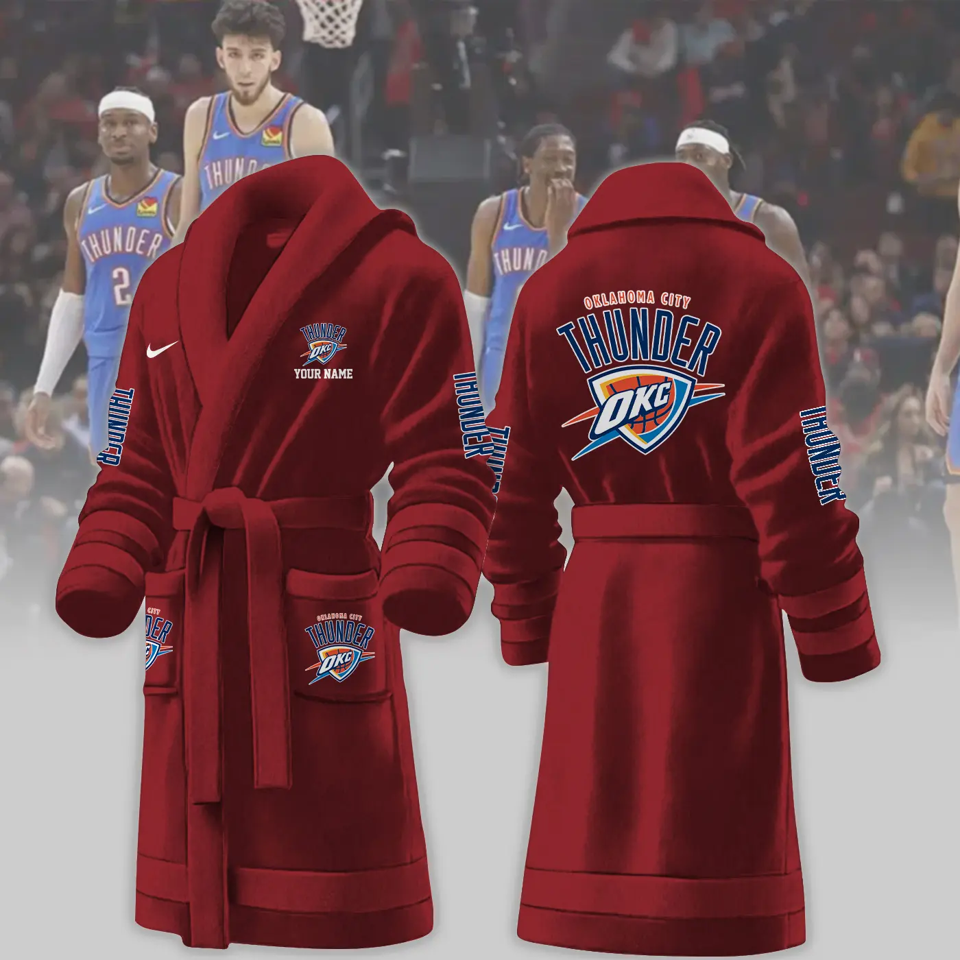 oklahoma city thunder nba personalized fleece bathrobe yyl8j