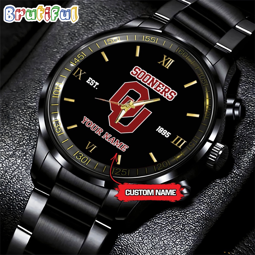 oklahoma sooners ncaa personalized black fashion watch football watch for fans vcw0b
