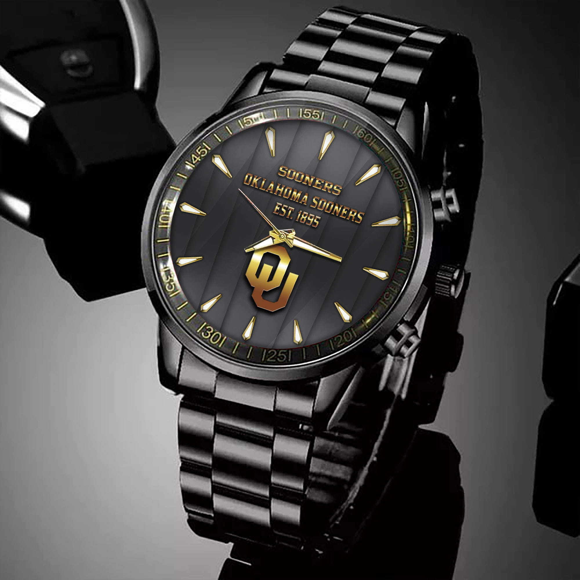 oklahoma sooners ncaa personalized black hand watch for fans ze3nc