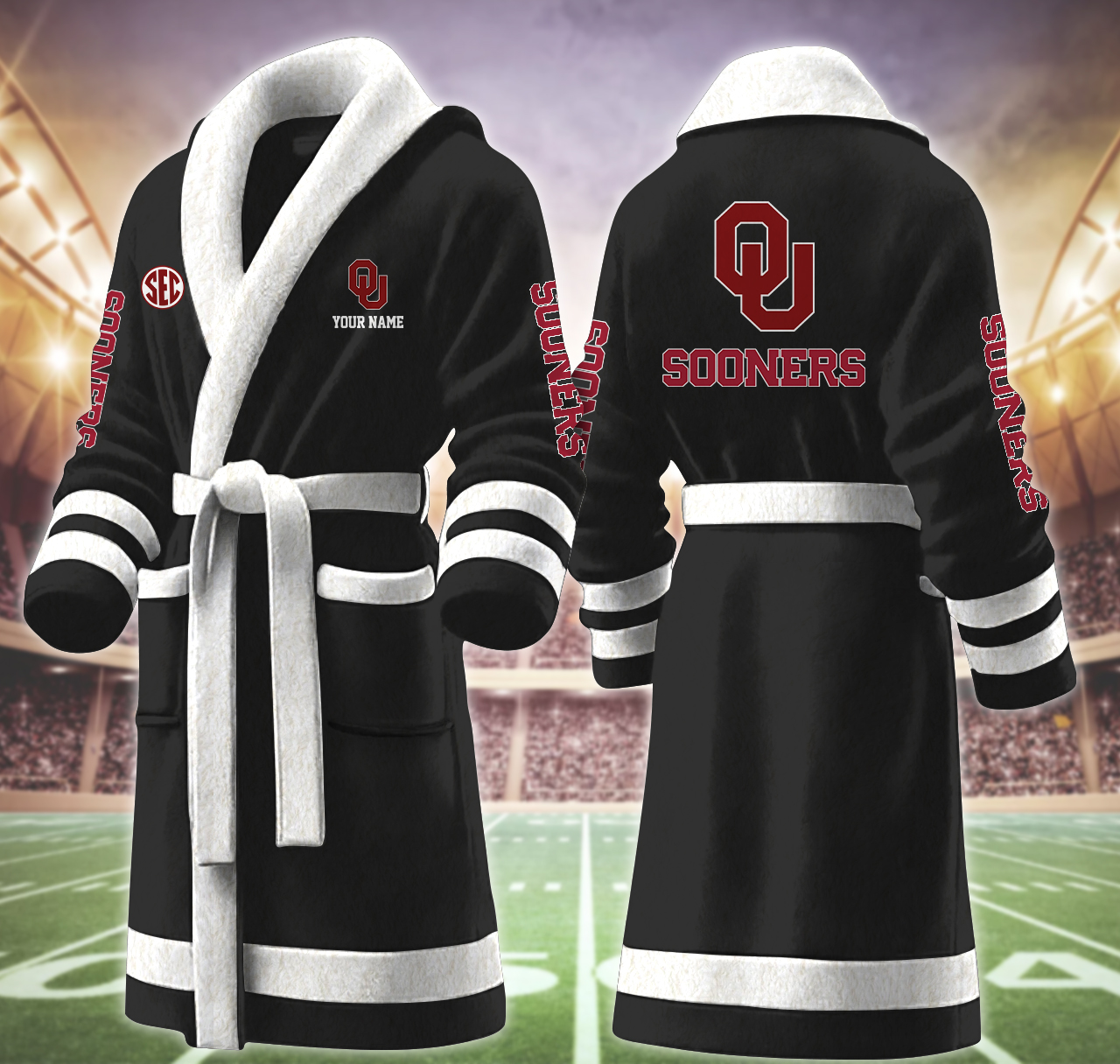 oklahoma sooners ncaa personalized fleece bathrobe fcfl4