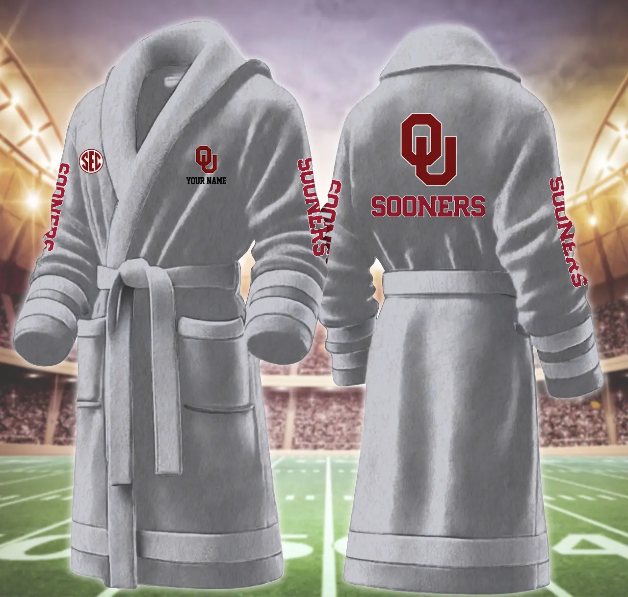 oklahoma sooners ncaa personalized fleece bathrobe orpma