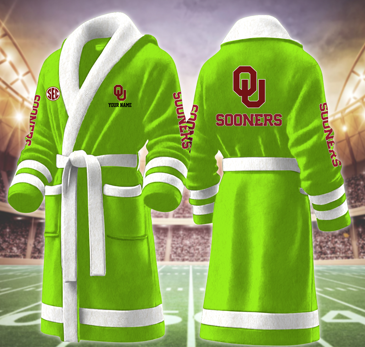 oklahoma sooners ncaa personalized fleece bathrobe xyo33