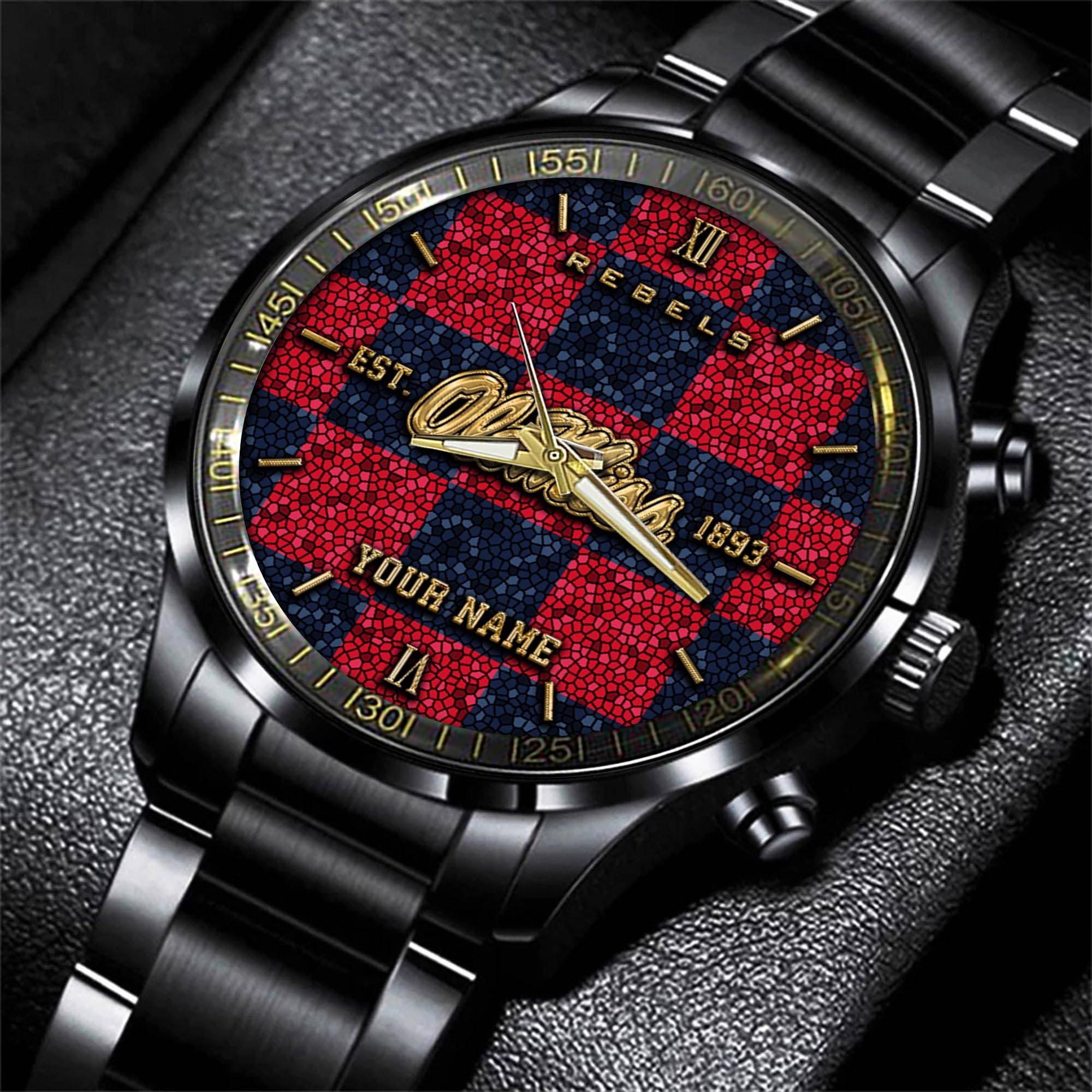 ole miss rebels ncaa personalized black new hand watch gifts for fans twgpj