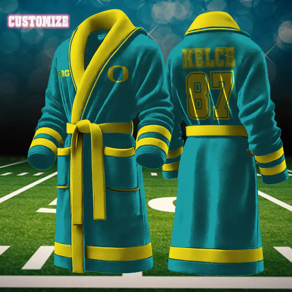 oregon ducks ncaa personalized fleece bathrobe 0lkmc