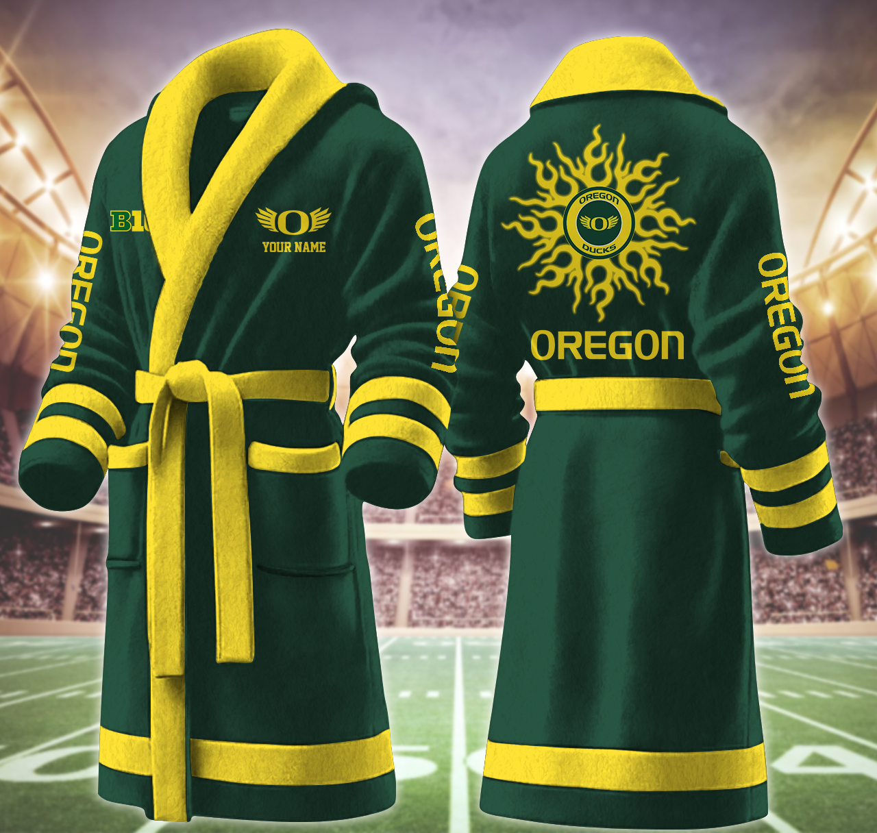 oregon ducks ncaa personalized fleece bathrobe 3aal5