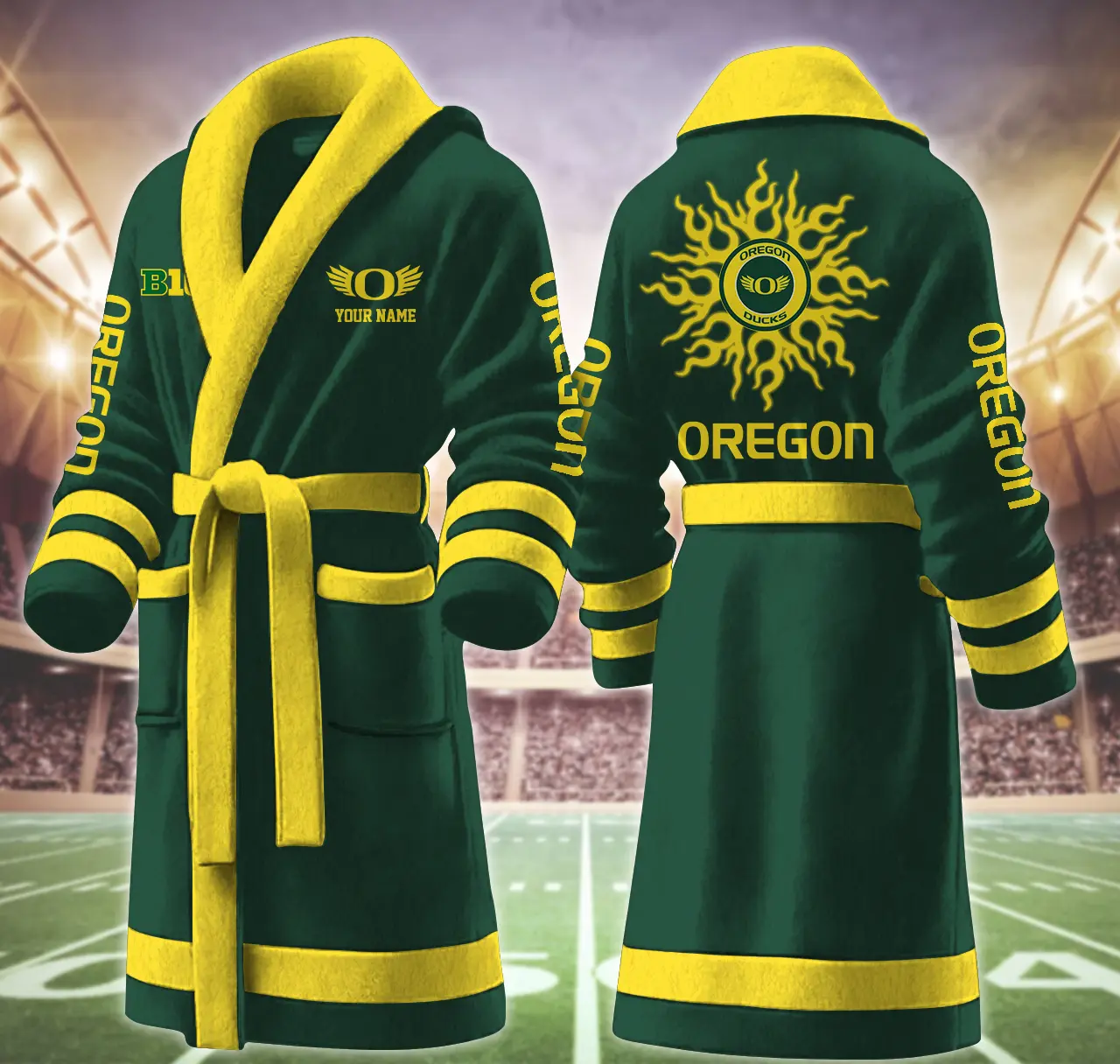 oregon ducks ncaa personalized fleece bathrobe 3aal5