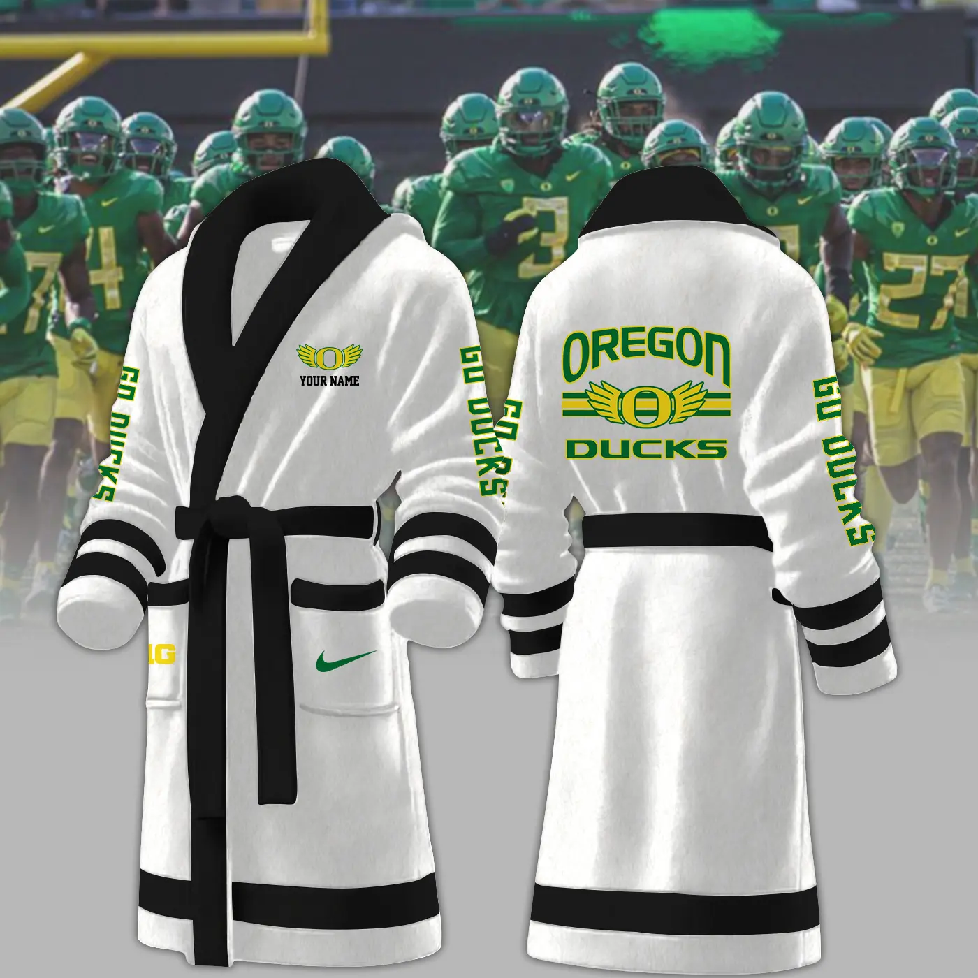 oregon ducks ncaa personalized fleece bathrobe 8hnco