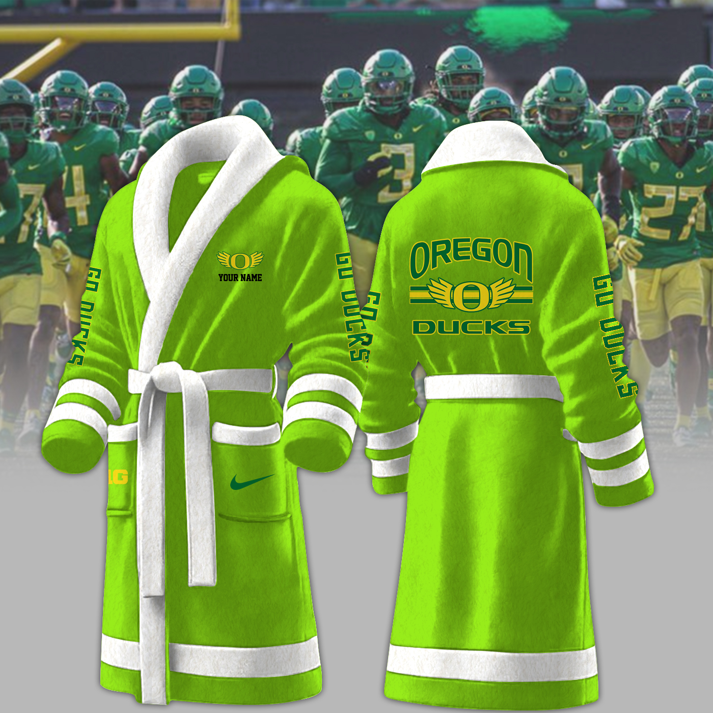oregon ducks ncaa personalized fleece bathrobe ahhk1