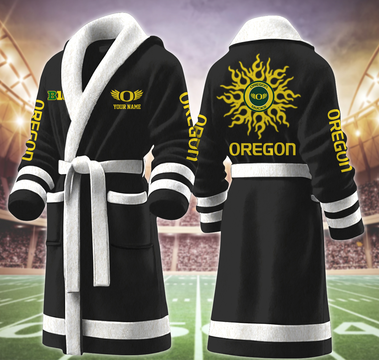 oregon ducks ncaa personalized fleece bathrobe duwvx