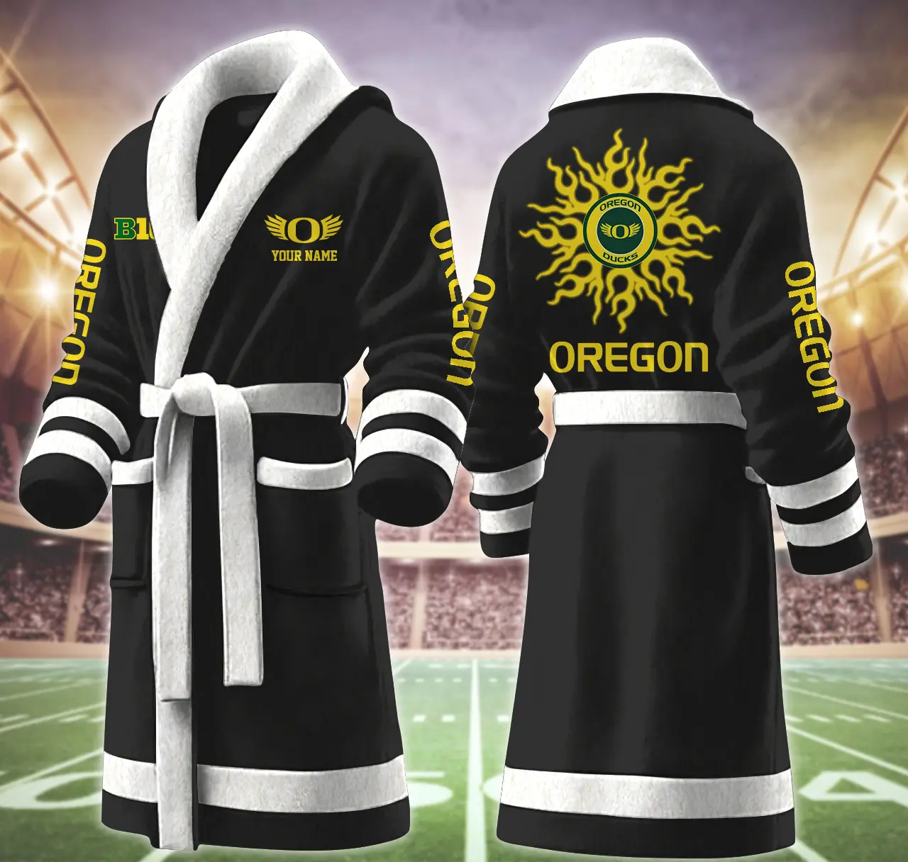 oregon ducks ncaa personalized fleece bathrobe duwvx
