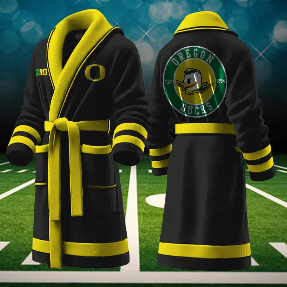 oregon ducks ncaa personalized fleece bathrobe hjopy