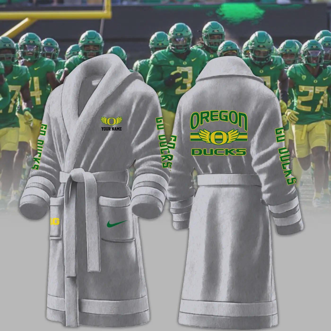 oregon ducks ncaa personalized fleece bathrobe jcayn