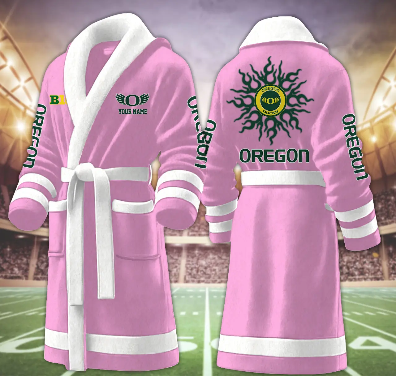 oregon ducks ncaa personalized fleece bathrobe scl9c