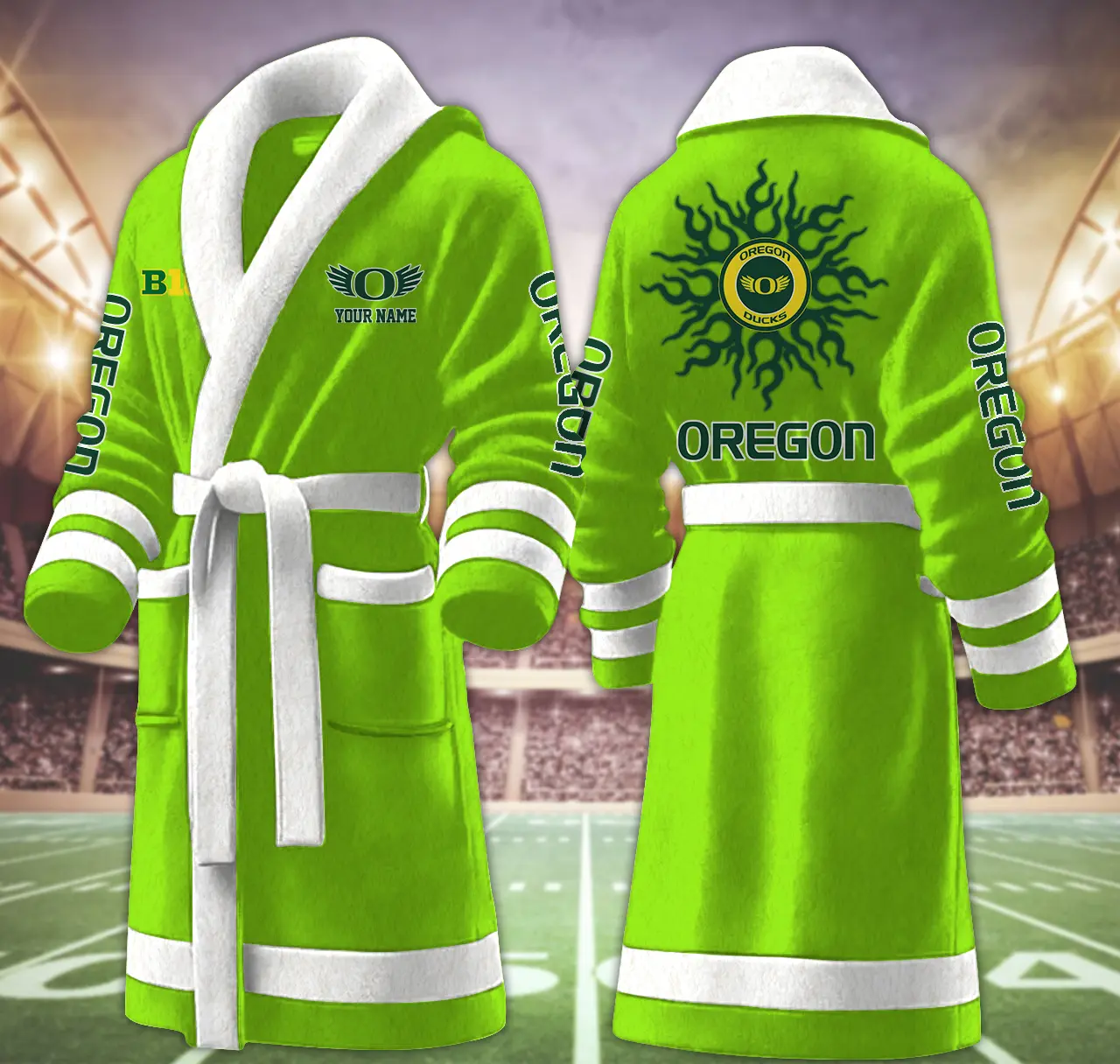 oregon ducks ncaa personalized fleece bathrobe v24kc