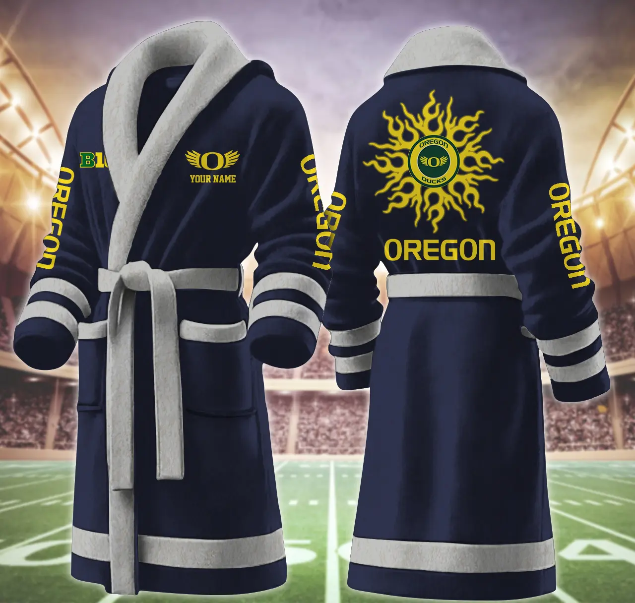 oregon ducks ncaa personalized fleece bathrobe zb1id