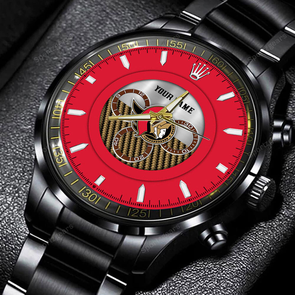 ottawa senators nhl black stainless steel hand watch custom name 6um3h