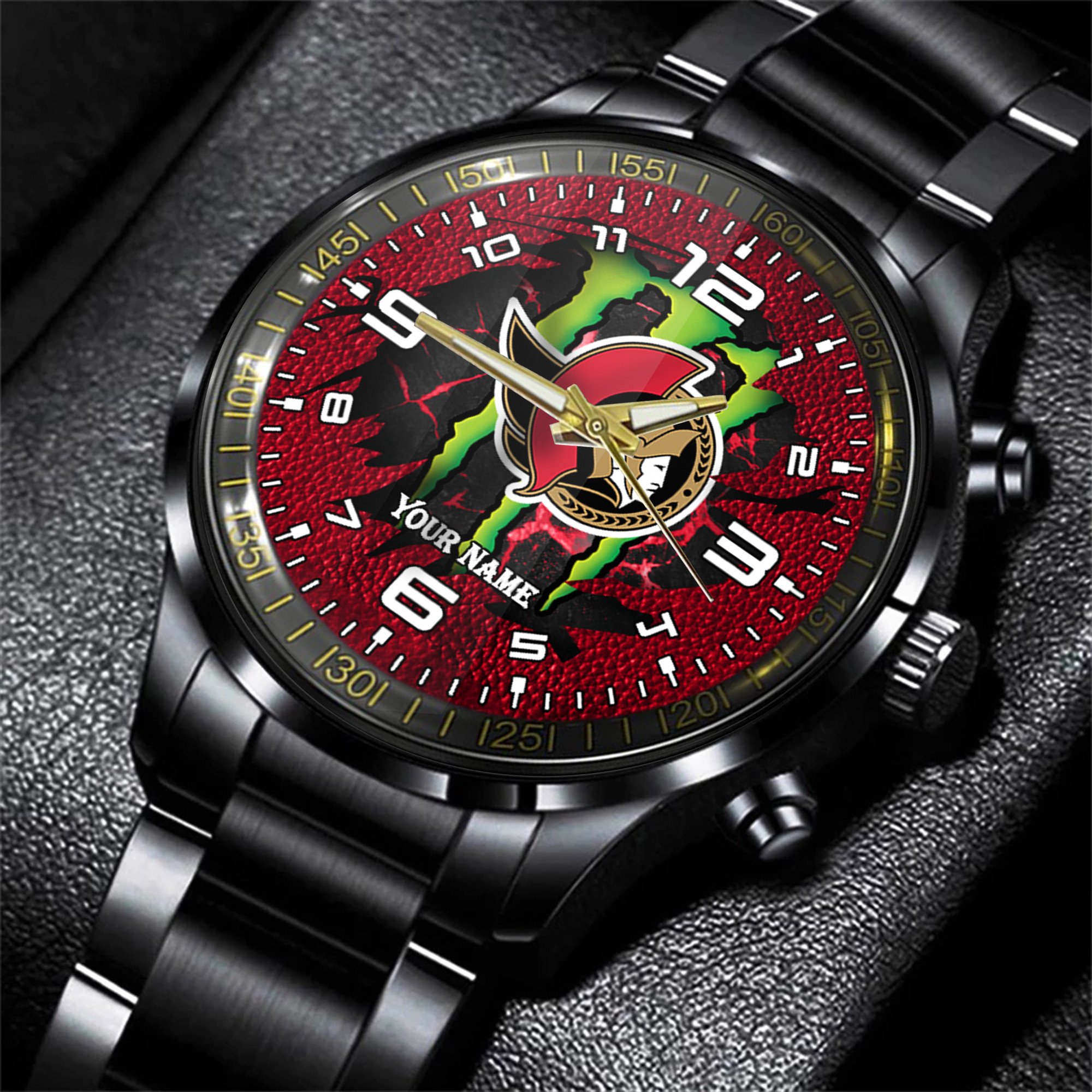 ottawa senators nhl personalized 3d black men hand watch gift for fans gvgp6