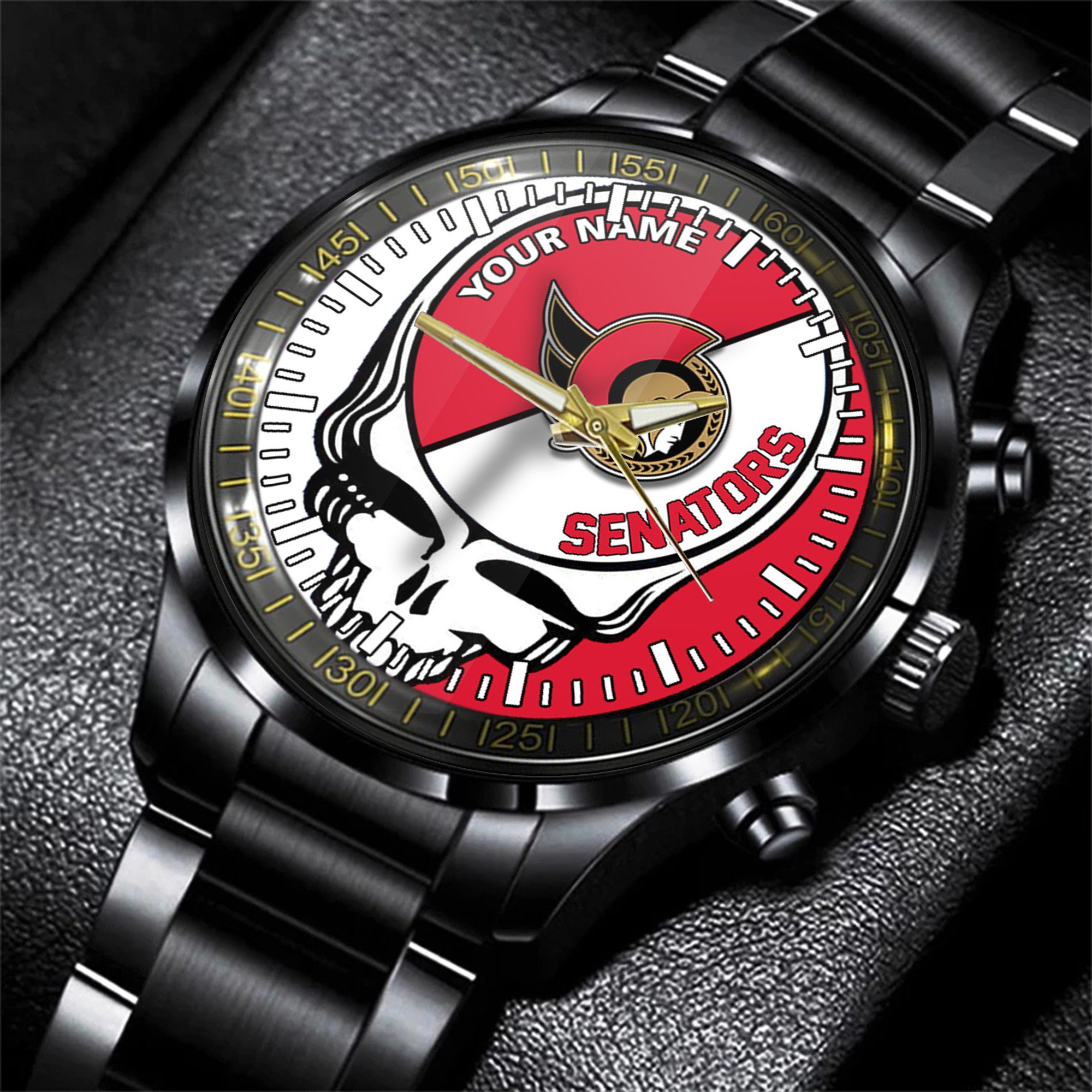 ottawa senators nhl skull personalized hand watch gift for fans 7mhkf