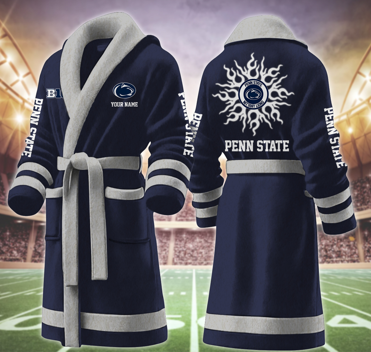 penn state nittany lions ncaa personalized fleece bathrobe oguye