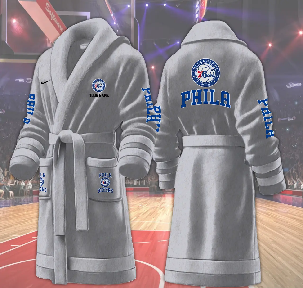 philadelphia 76ers nba personalized fleece bathrobe 57szu