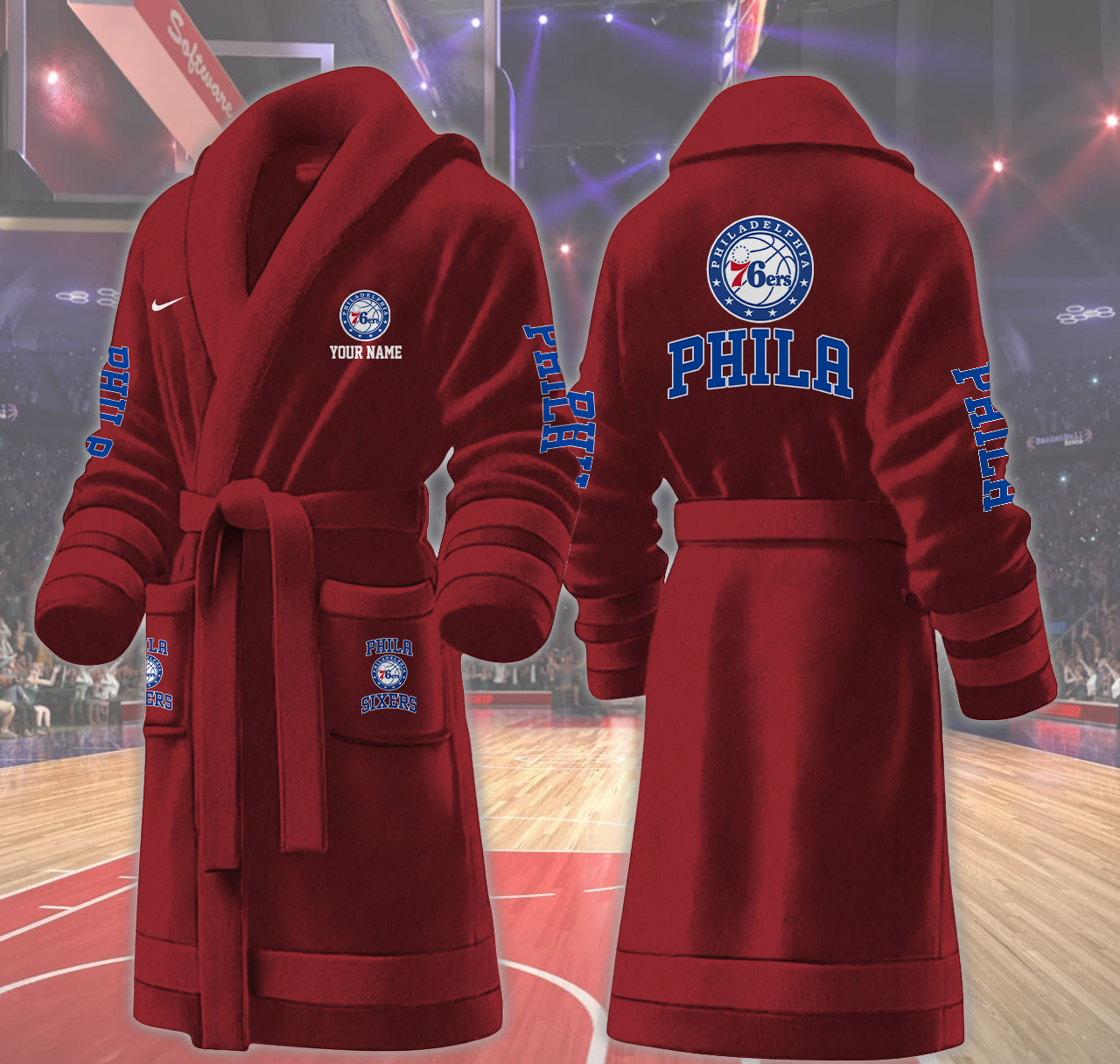 philadelphia 76ers nba personalized fleece bathrobe aqhzs