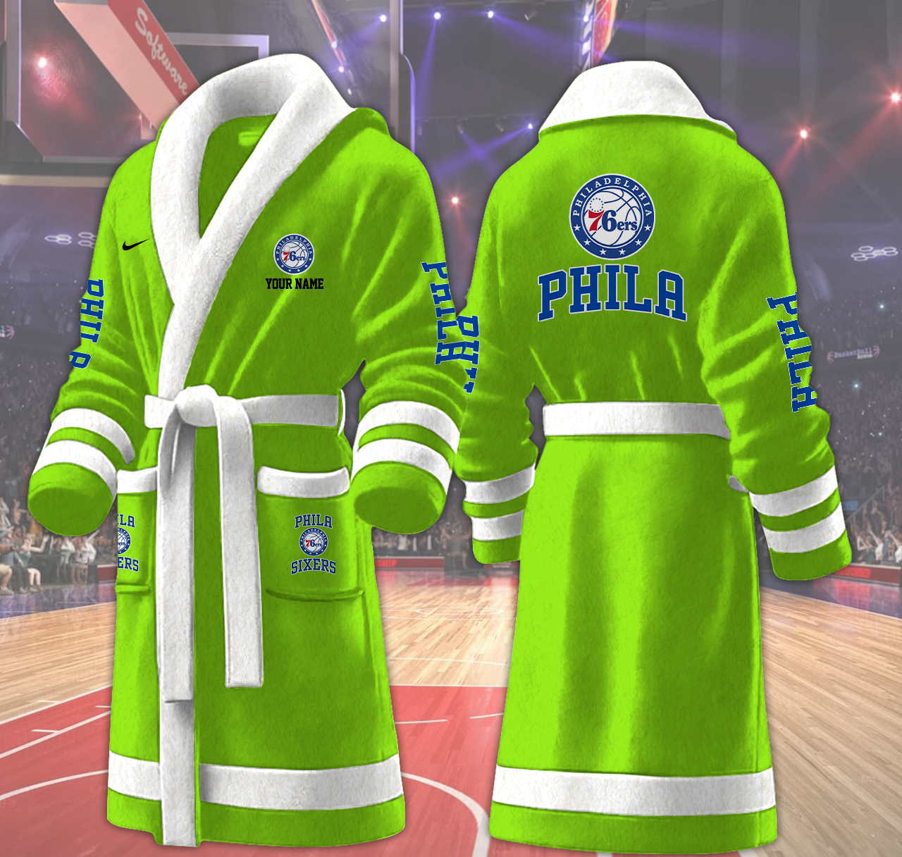 philadelphia 76ers nba personalized fleece bathrobe lzkxb