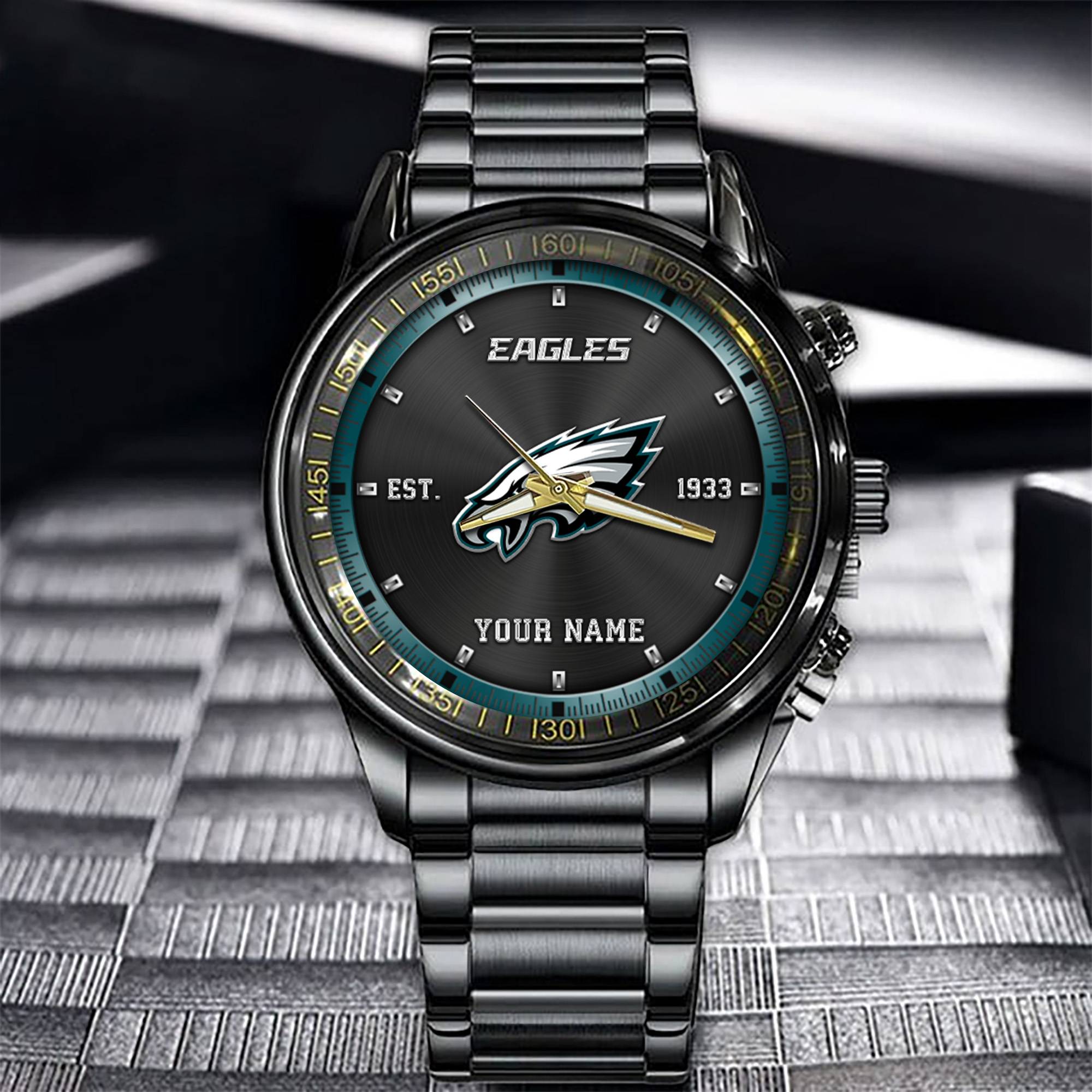 philadelphia eagles nfl personalized black fashion watch gifts for fans eum7u