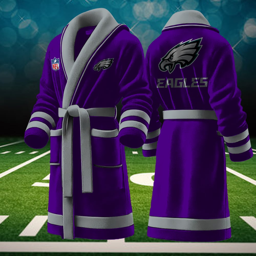 philadelphia eagles nfl personalized fleece bathrobe 1djib