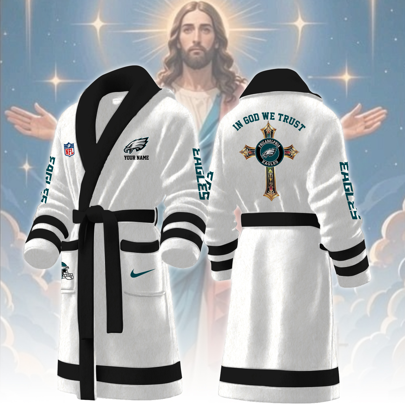 philadelphia eagles nfl personalized fleece bathrobe 1sqm3