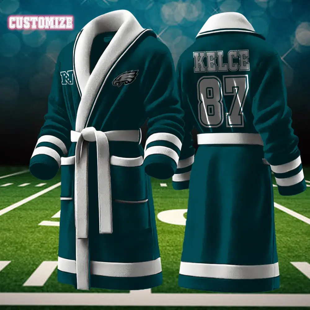 philadelphia eagles nfl personalized fleece bathrobe 2aeyz