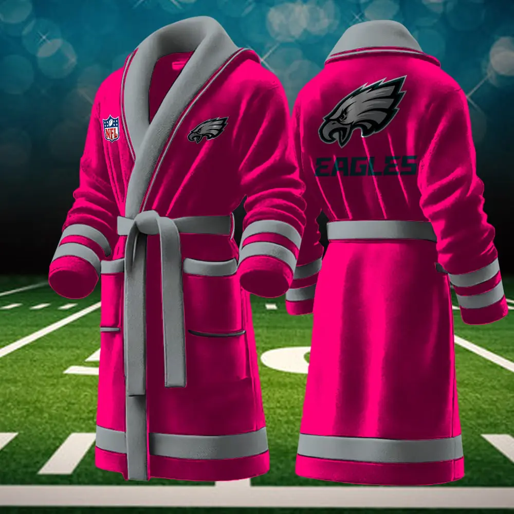 philadelphia eagles nfl personalized fleece bathrobe ak0n4