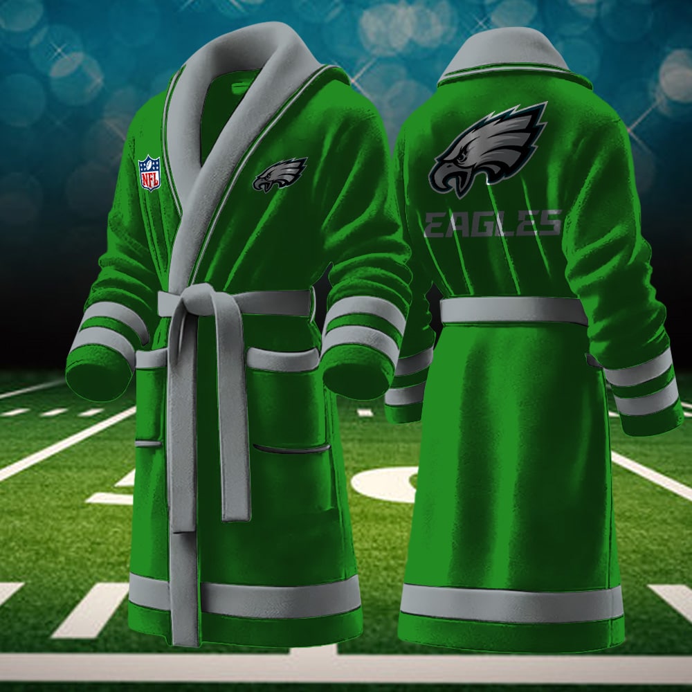 philadelphia eagles nfl personalized fleece bathrobe argmj