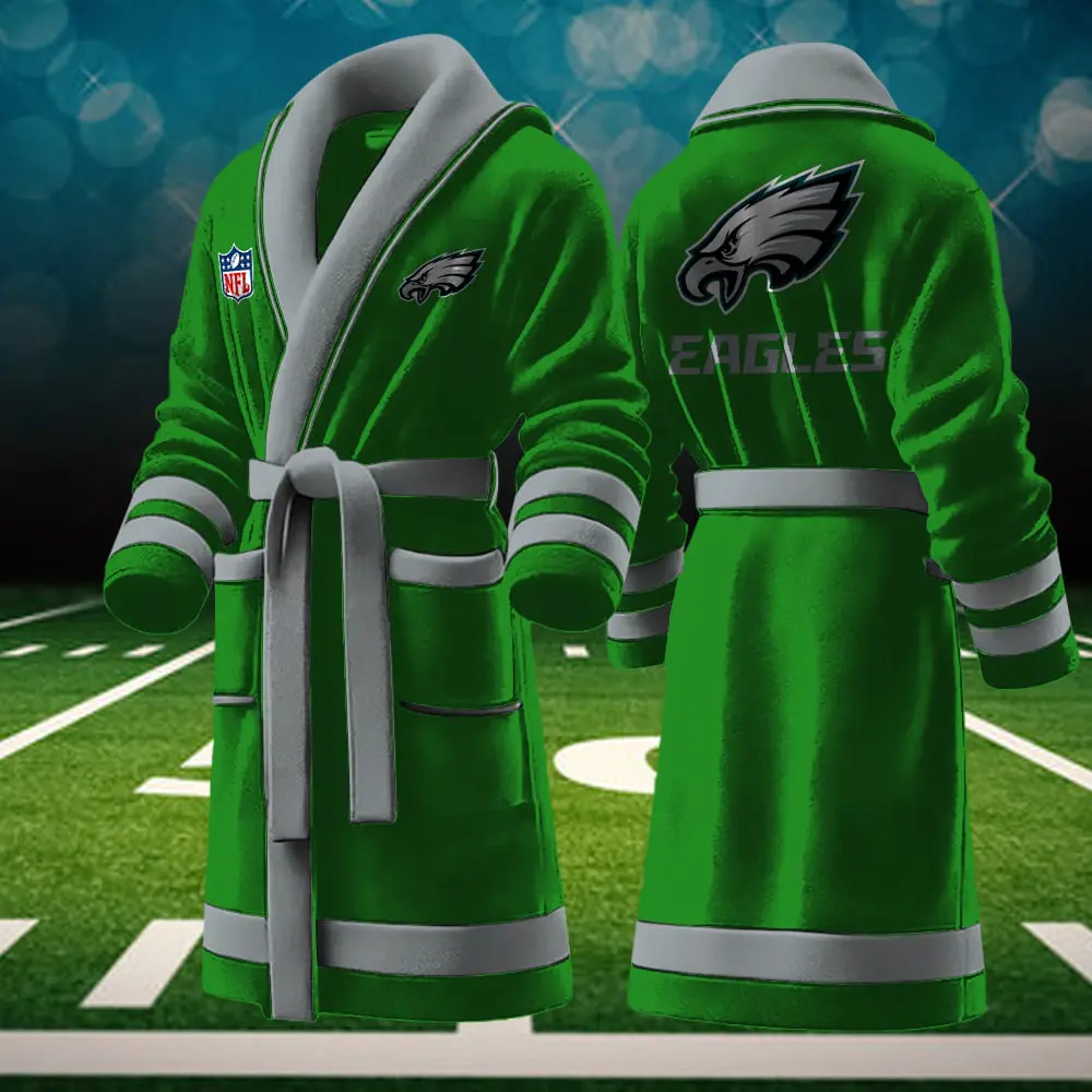 philadelphia eagles nfl personalized fleece bathrobe argmj