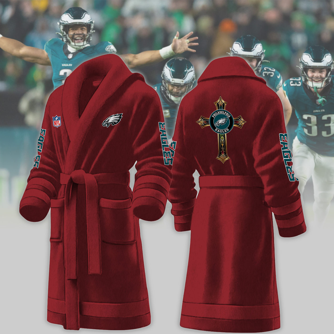 philadelphia eagles nfl personalized fleece bathrobe bedbc