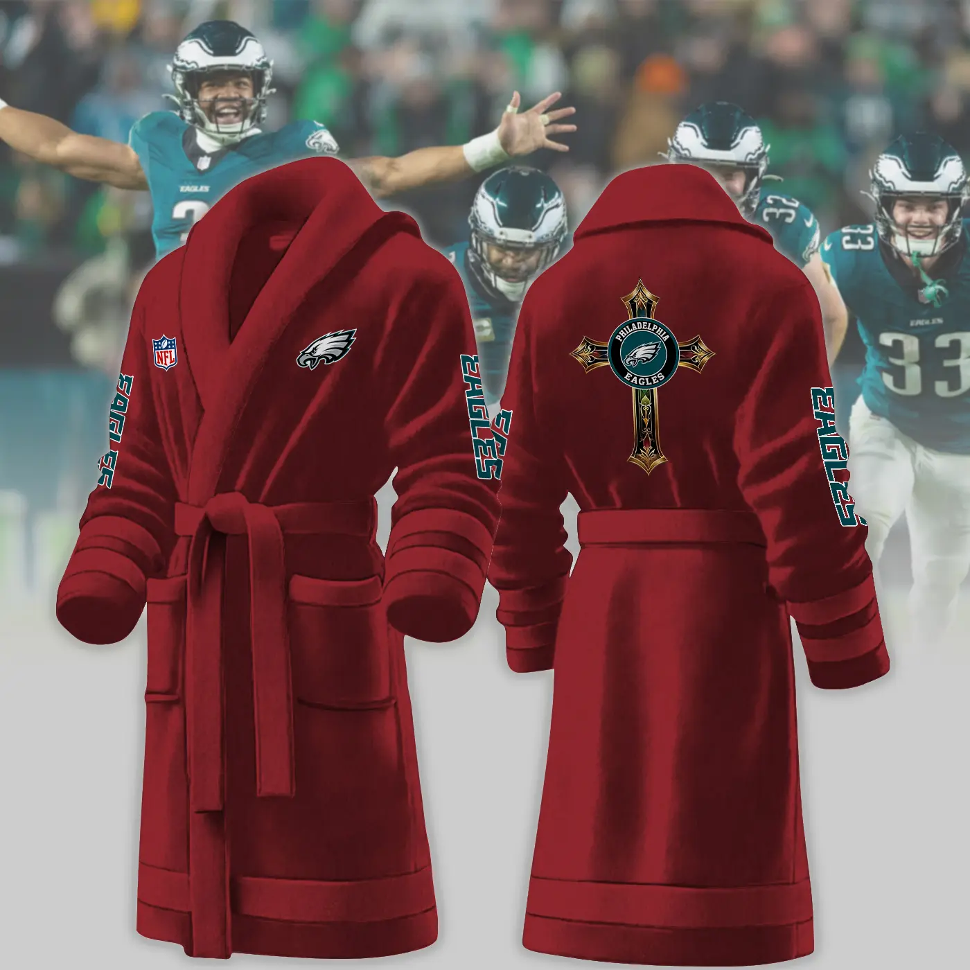 philadelphia eagles nfl personalized fleece bathrobe bedbc