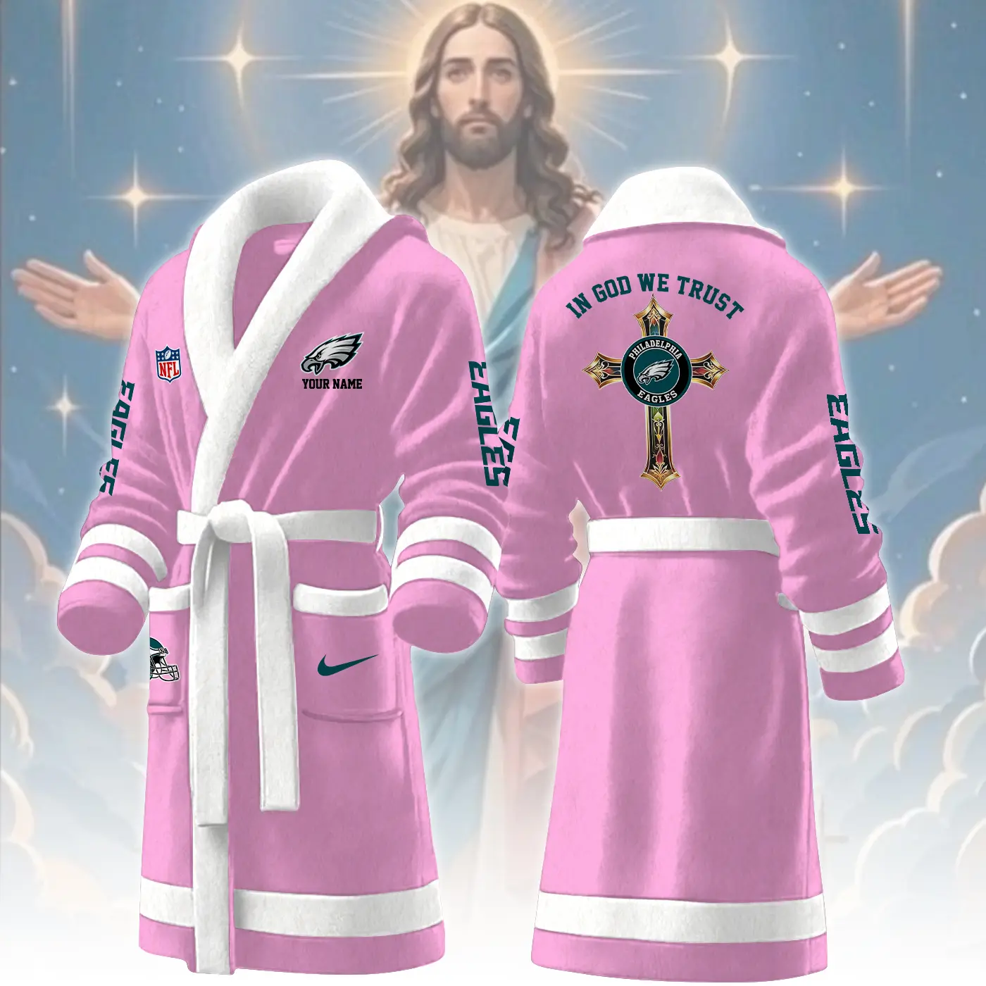 philadelphia eagles nfl personalized fleece bathrobe fpjtj