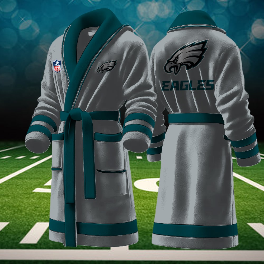 philadelphia eagles nfl personalized fleece bathrobe fwyoc
